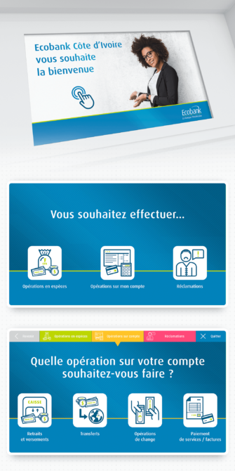 Design d'interface de borne d'accueil pour Ecobank